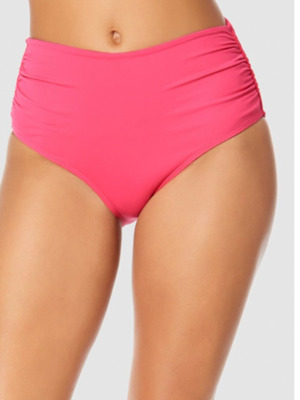 Anne Cole Hight Waisted Shirred Bikini Swim Bottoms Pink Size XS 11883